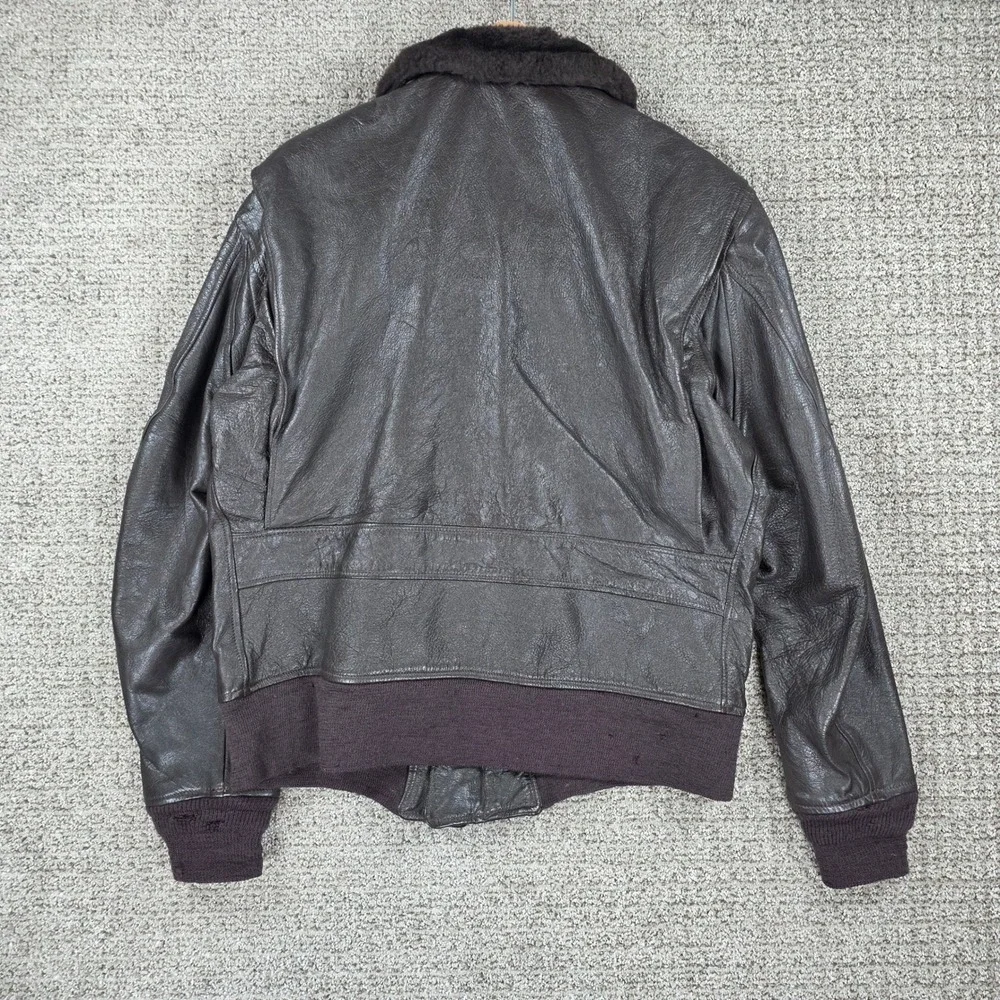 70s Vintage Imperial USN G-1 Flyers Jacket Brown Leather Military Size 42